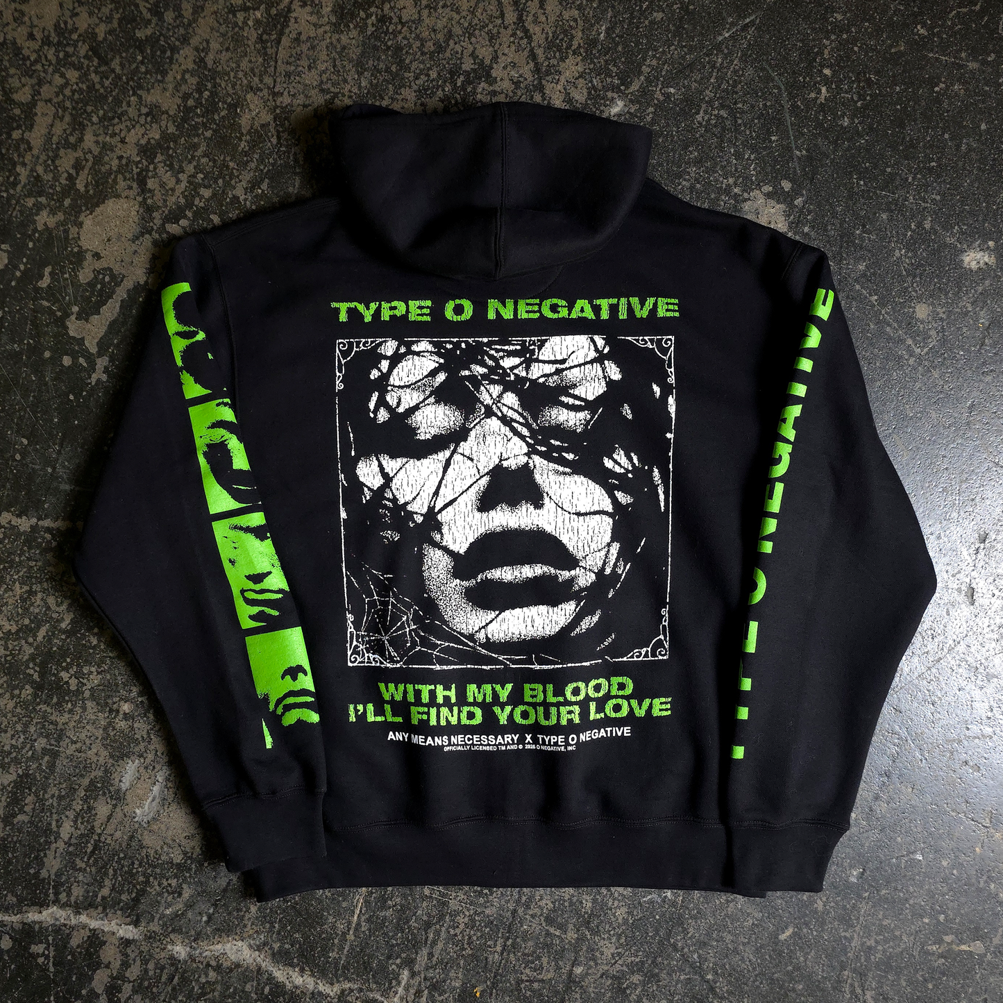 any means necessary shawn coss type o negative find your love zip up hoodie black back