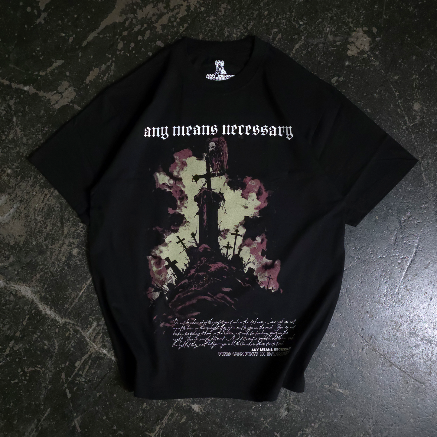 any means necessary shawn coss forsaken t shirt black