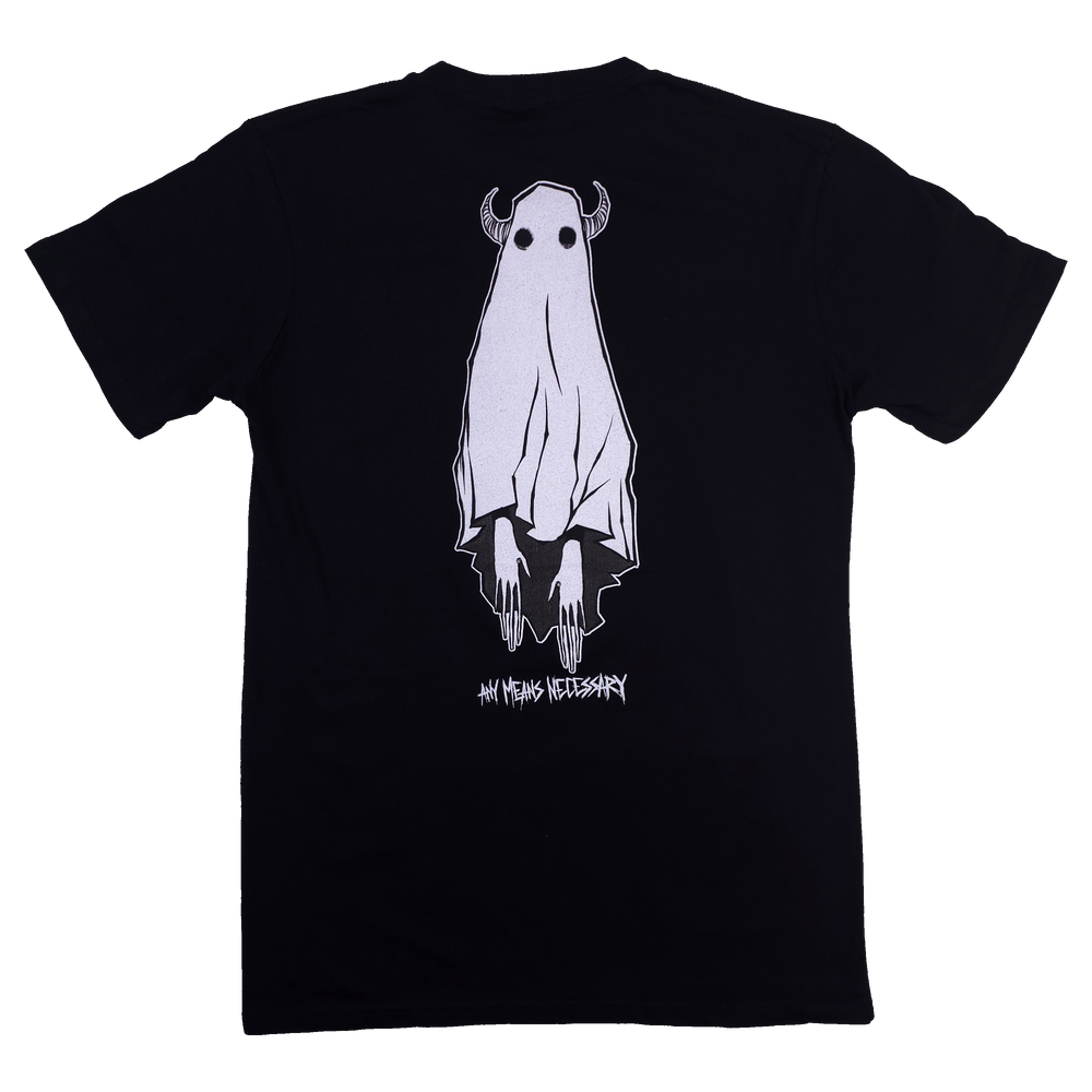 any means necessary shawn coss let me be the ghost that haunts you ghost boy t shirt black back