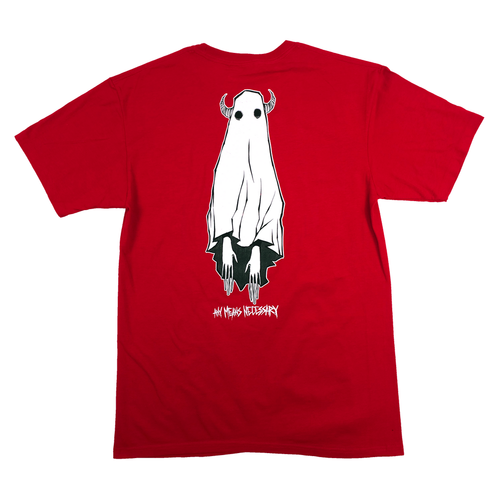 any means necessary shawn coss let me be the ghost that haunts you ghost boy t shirt red back