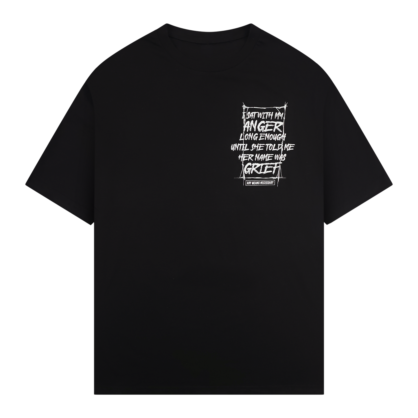 any means necessary shawn coss grief t shirt black front