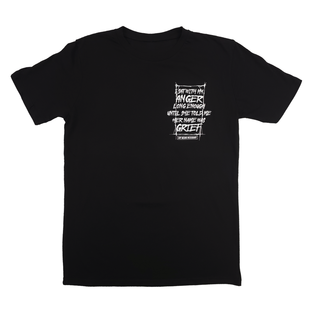 any means necessary shawn coss grief t shirt black front