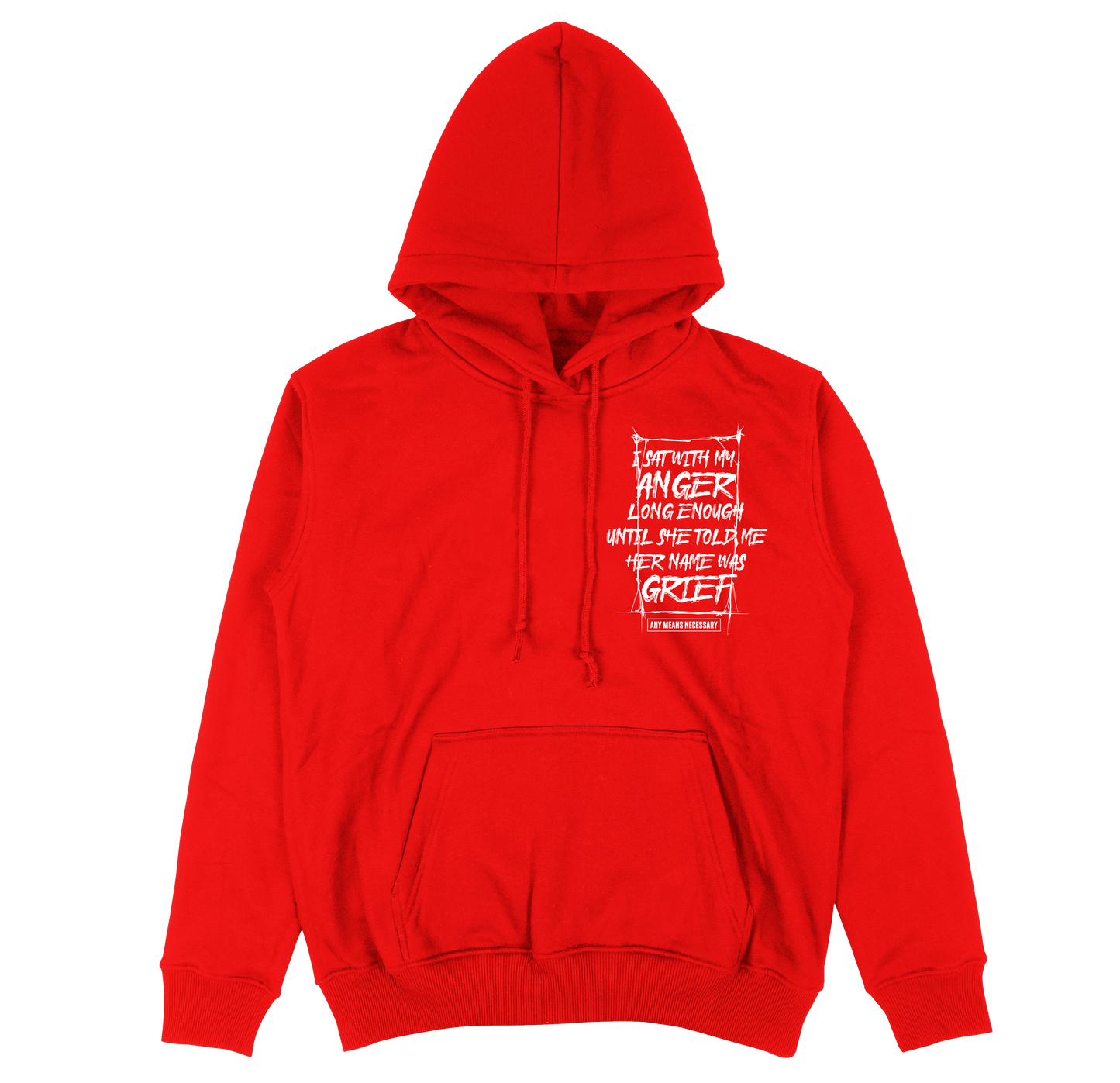 any means necessary shawn coss grief pullover hoodie red front