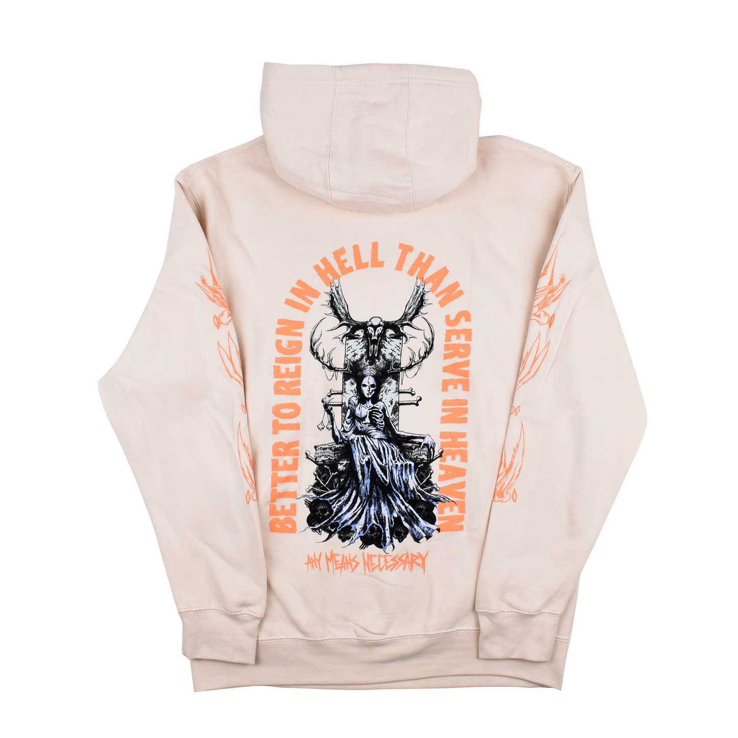 any means necessary shawn coss hel pullover hoodie sandshell tan back