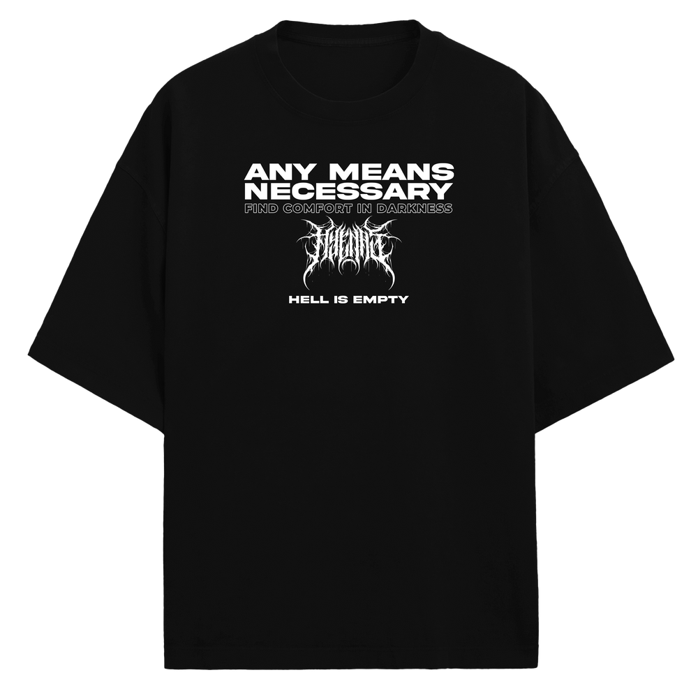 any means necessary shawn coss hell is empty shirt black front