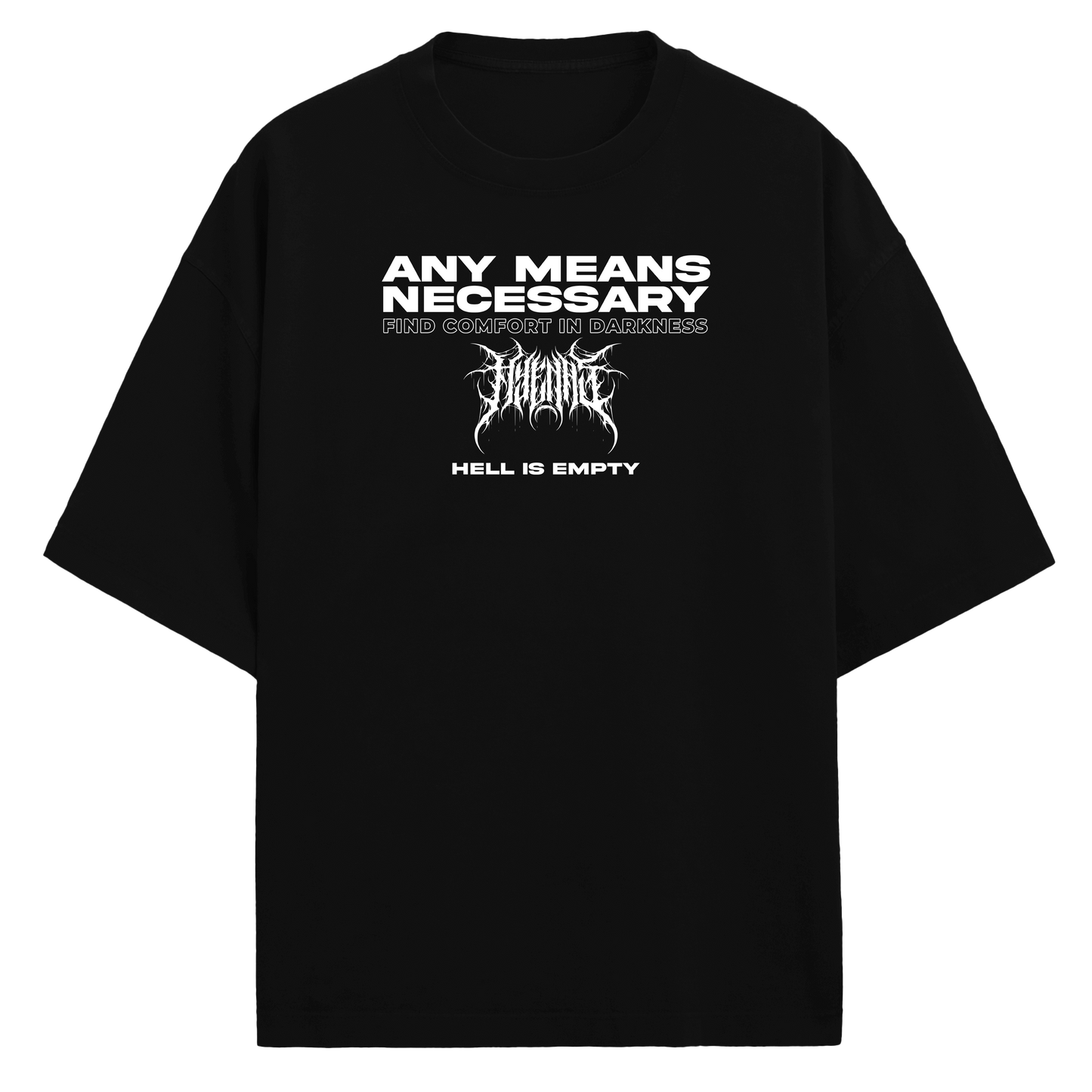 any means necessary shawn coss hell is empty shirt black front