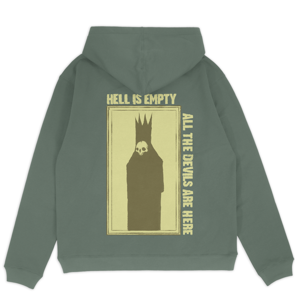 any means necessary shawn coss hell is empty pullover hoodie sage back