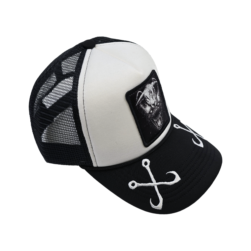 
                      
                        any means necessary shawn coss hooks mesh foam trucker hat black side
                      
                    