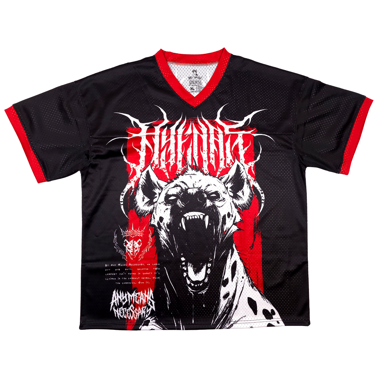 any means necessary shawn coss hyenas war cry jersey front