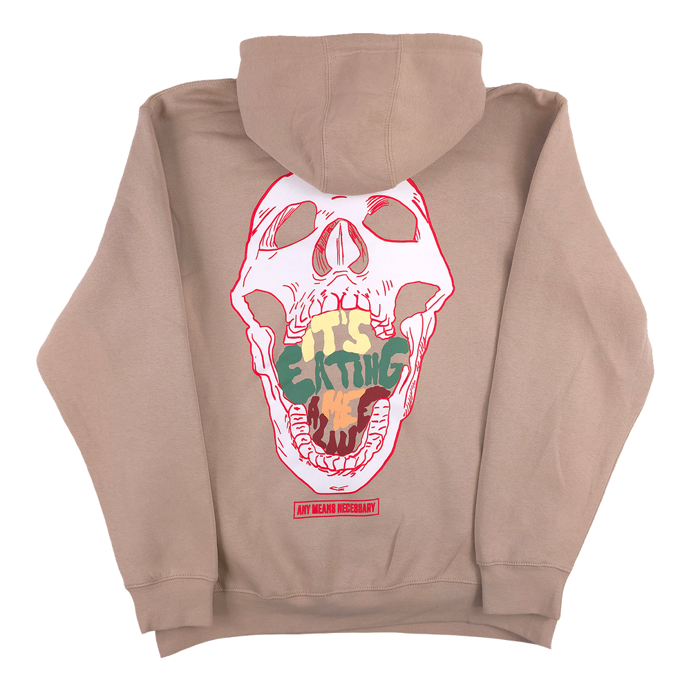 any means necessary shawn coss eating me alive pullover hoodie mushroom tan back