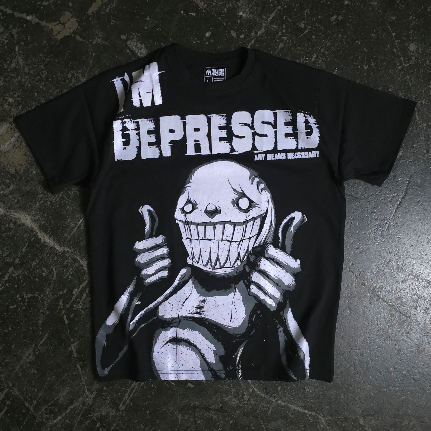 any means necessary shawn coss I'm depressed t shirt black
