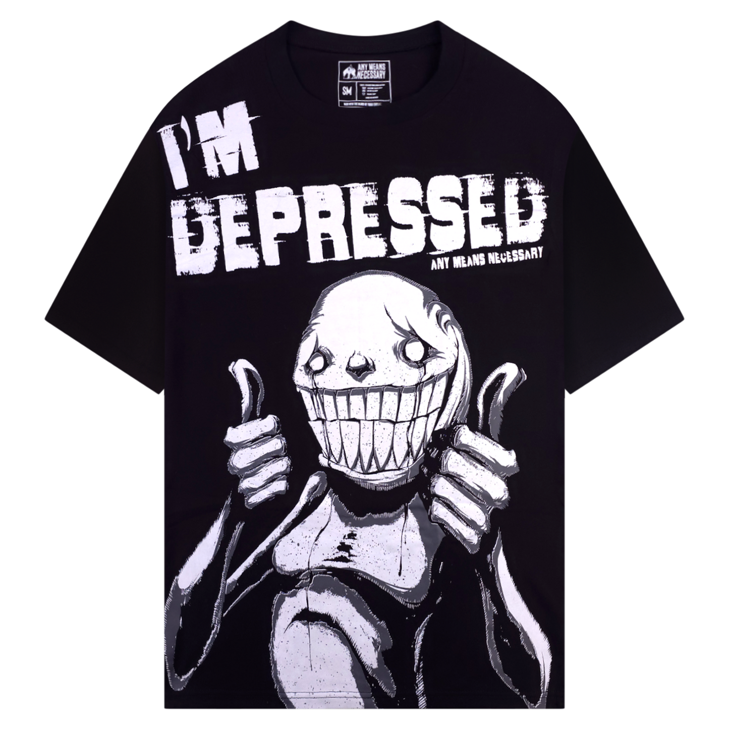 any means necessary shawn coss I'm depressed t shirt black