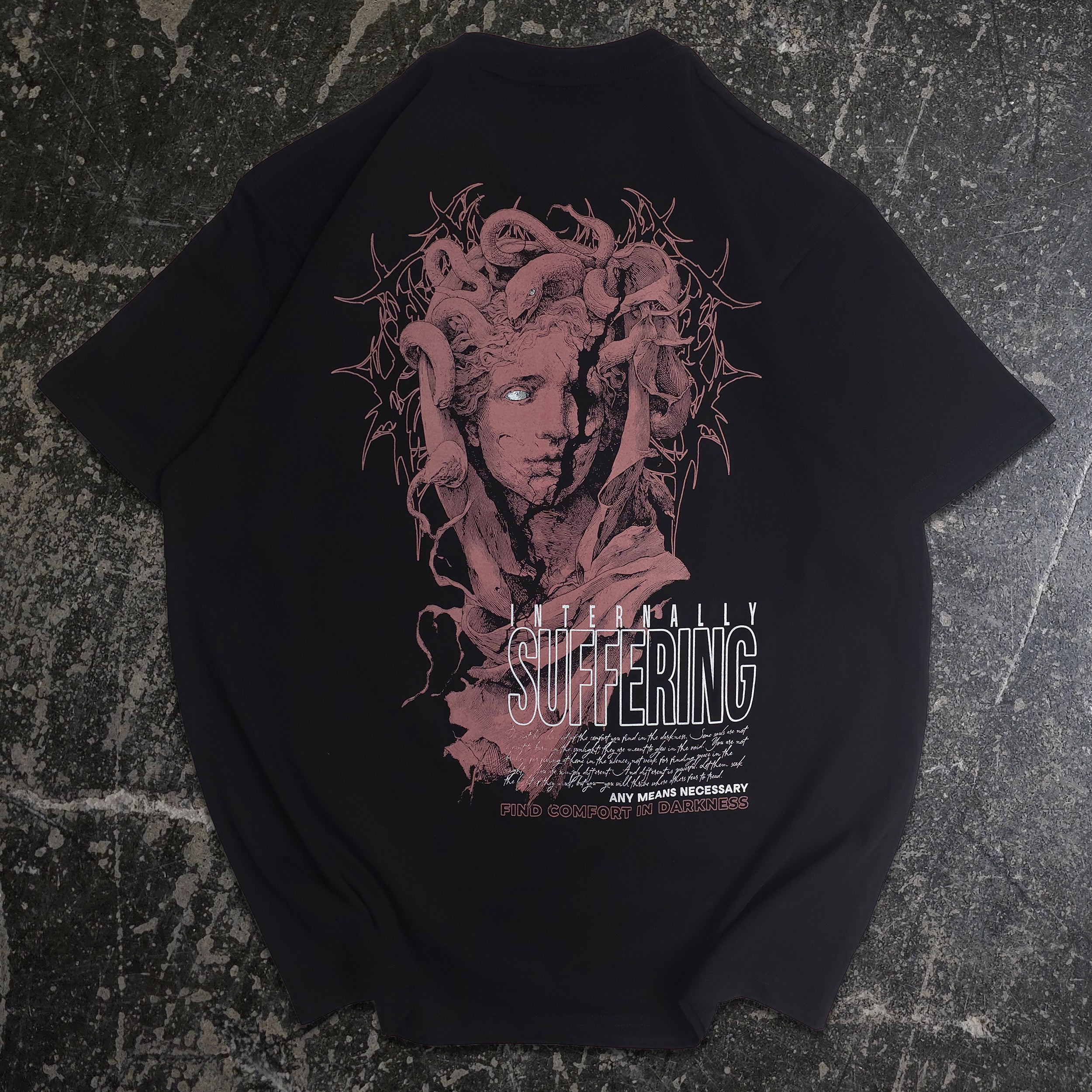 Internal Suffering T-Shirt Black – Any Means Necessary Clothing