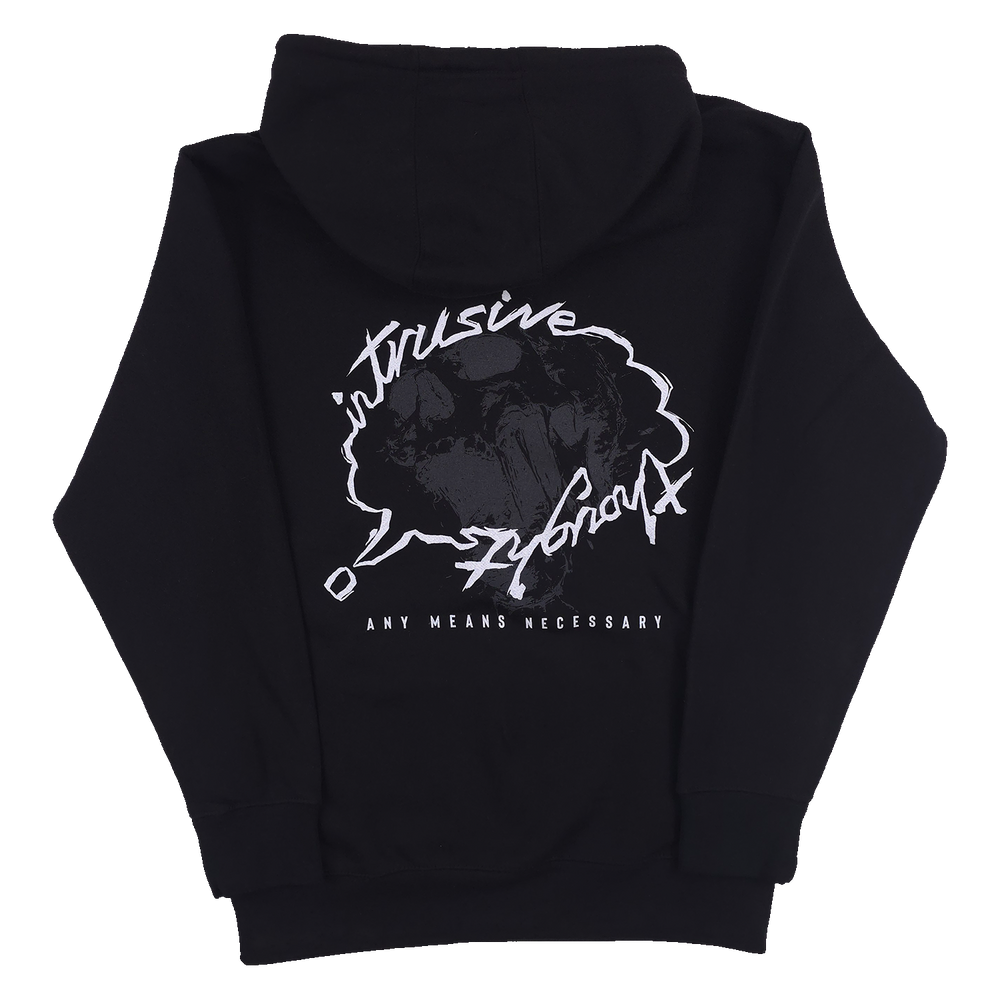 any means necessary shawn coss intrusive thoughts pullover hoodie black back