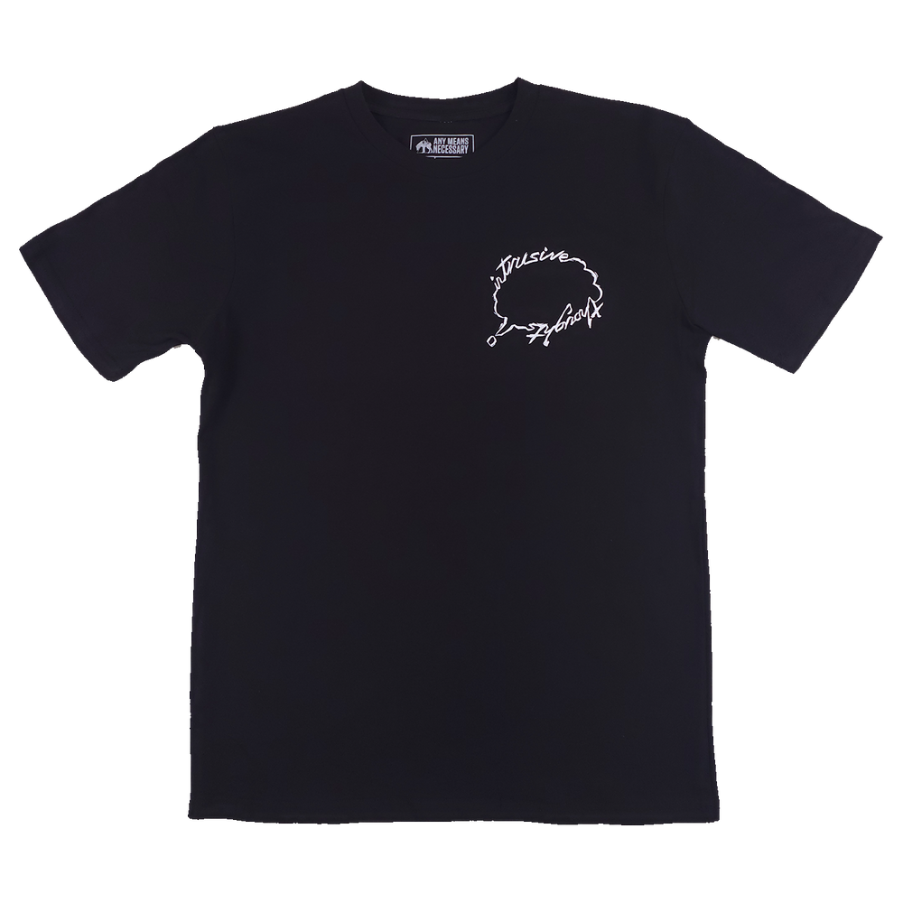 any means necessary shawn coss intrusive thoughts t shirt black front