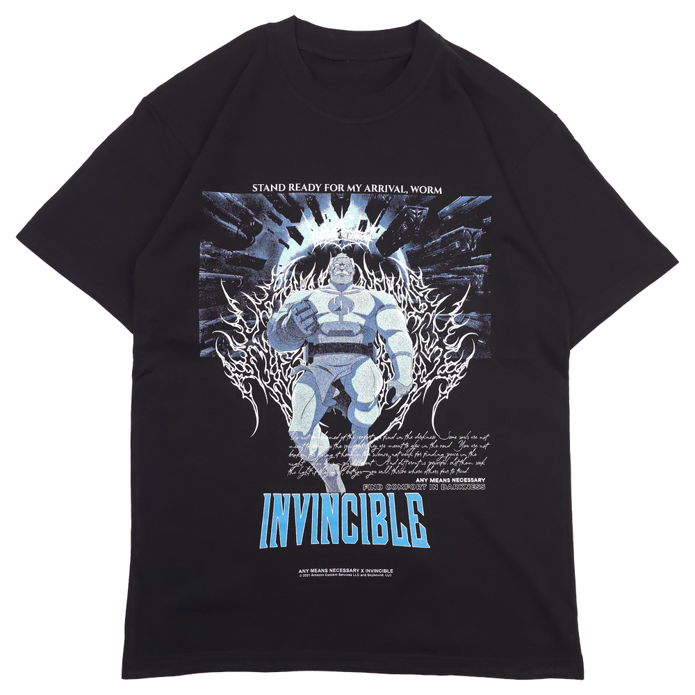 Invincible Any Means Necessary Conquest Black Shirt Front