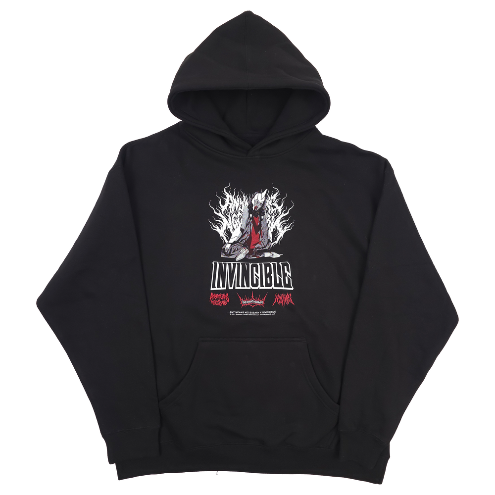 INVINCIBLE NECK SNAP HOODIE BACK OMNI MAN WAR WOMAN