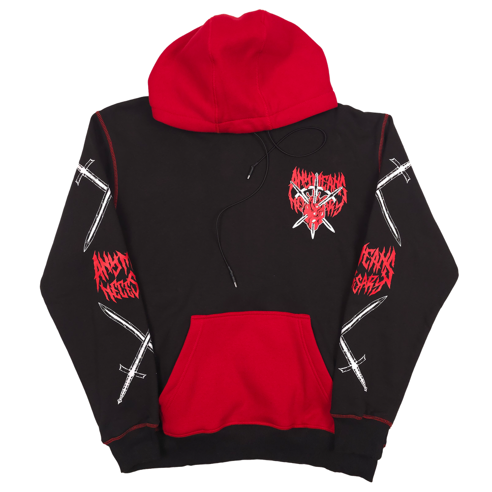 
                      
                        any means necessary shawn coss it happened black and red pullover hoodie front
                      
                    