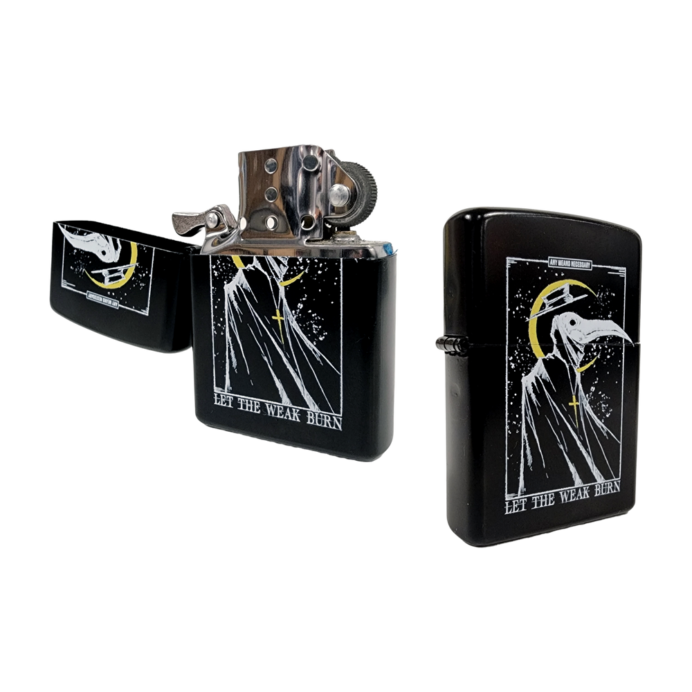 any means necessary shawn coss let the weak burn plague doctor zippo style lighter