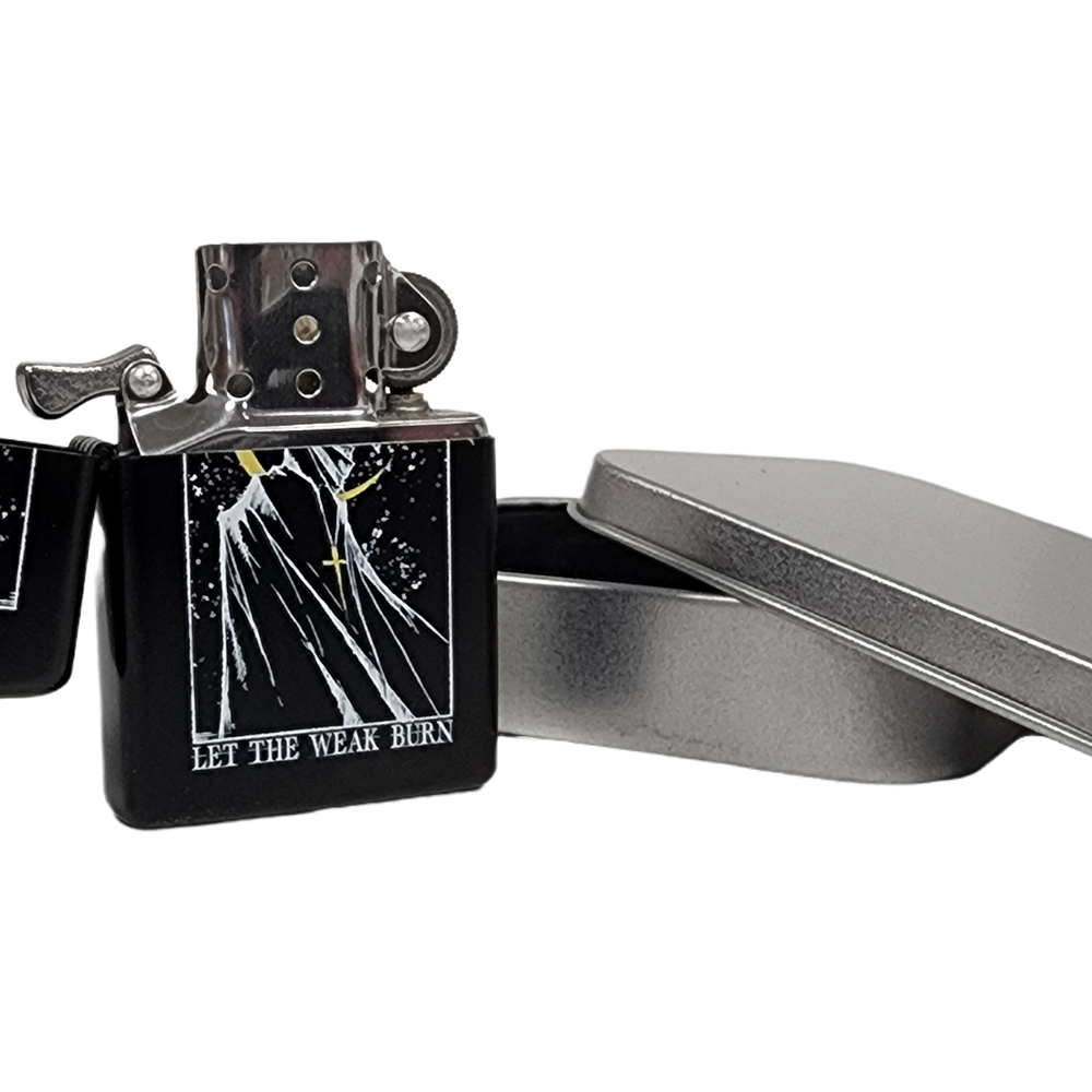 
                      
                        any means necessary shawn coss let the weak burn plague doctor zippo style lighter up close open
                      
                    