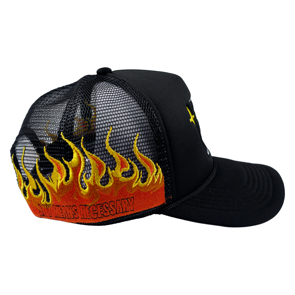 
                      
                        any means necessary shawn coss let the weak burn hat black other side
                      
                    