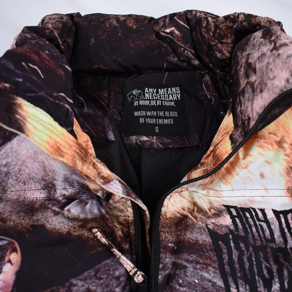 
                      
                        any means necessary shawn coss last stand puffer jacket close up label
                      
                    