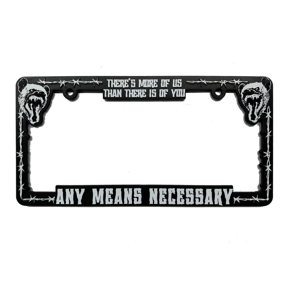 any means necessary shawn coss more of us license plate holder 