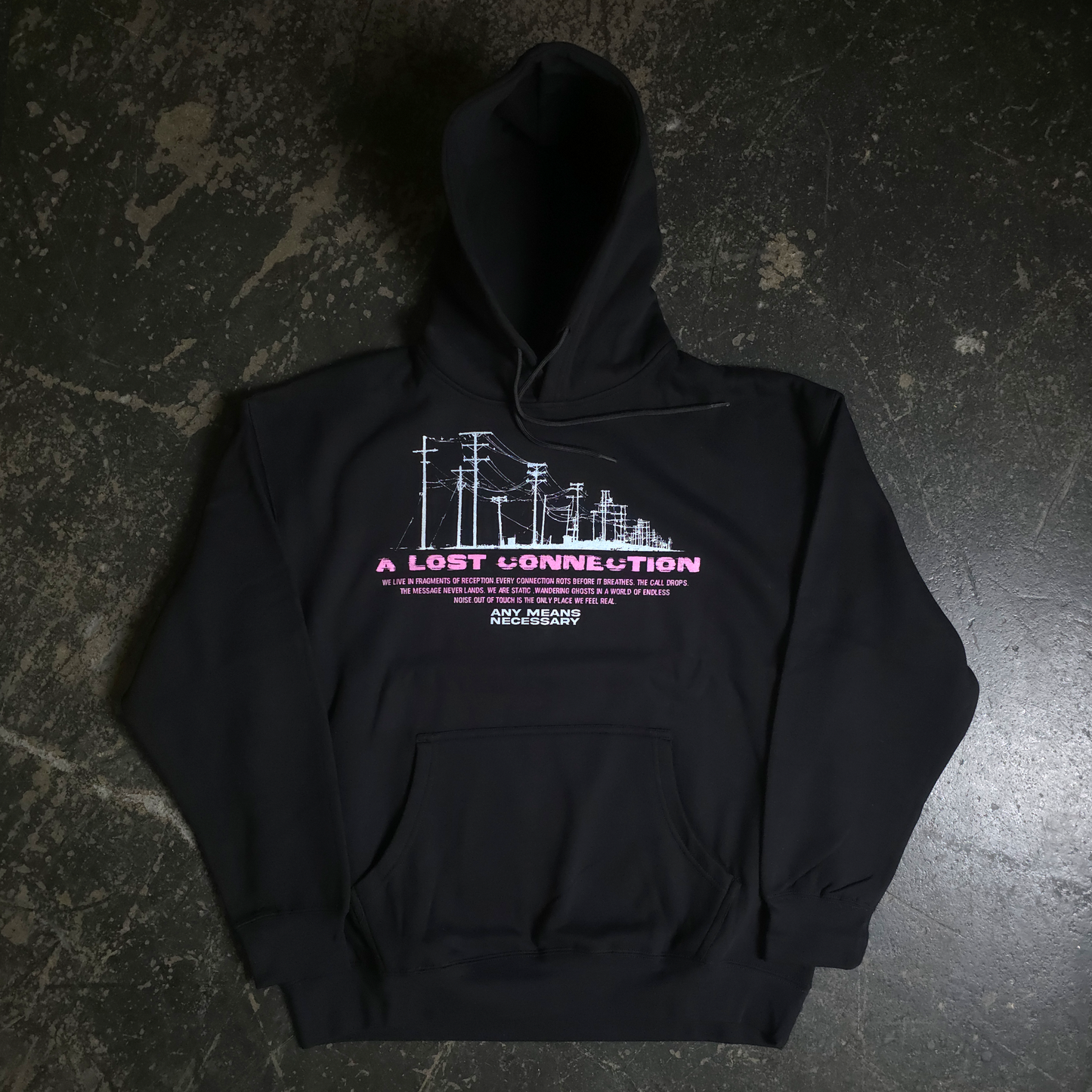 any means necessary shawn coss lost connection pullover hoodie black front