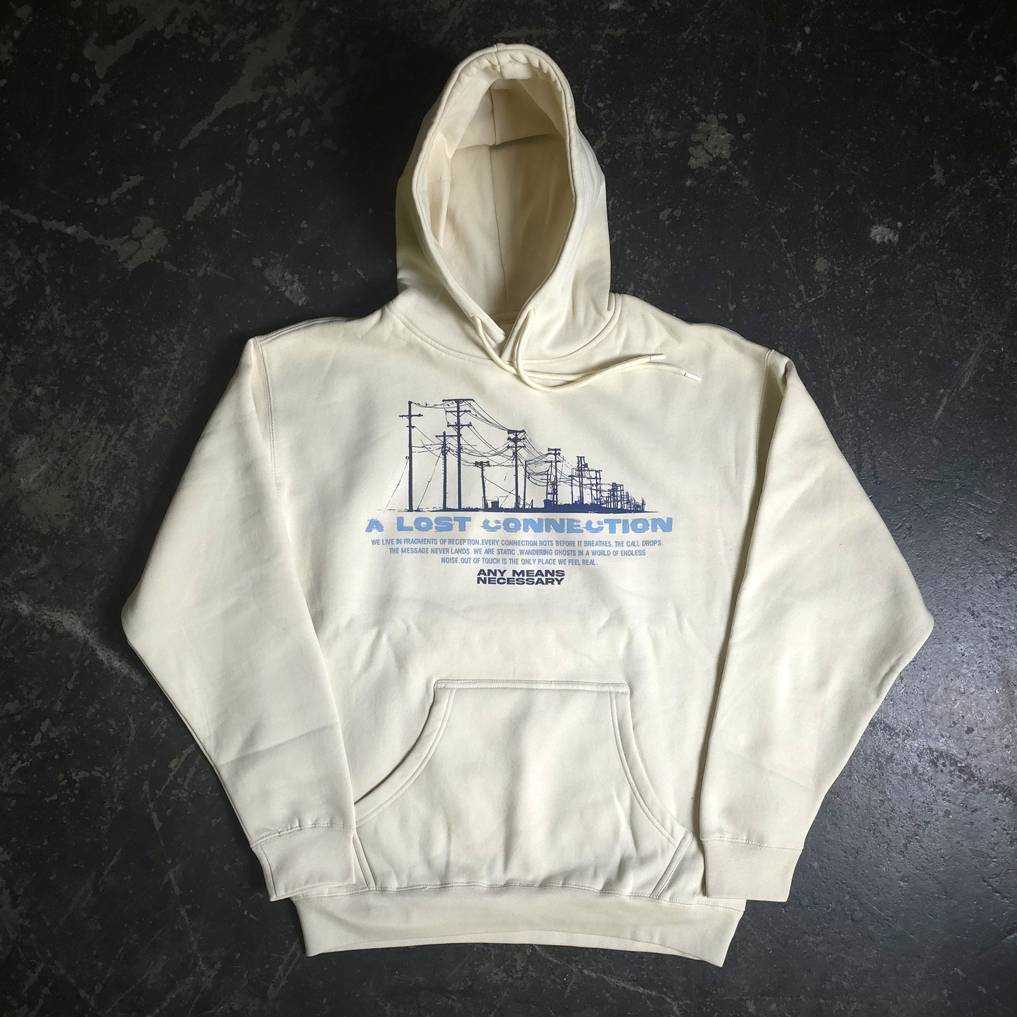 any means necessary shawn coss lost connection pullover hoodie bone front