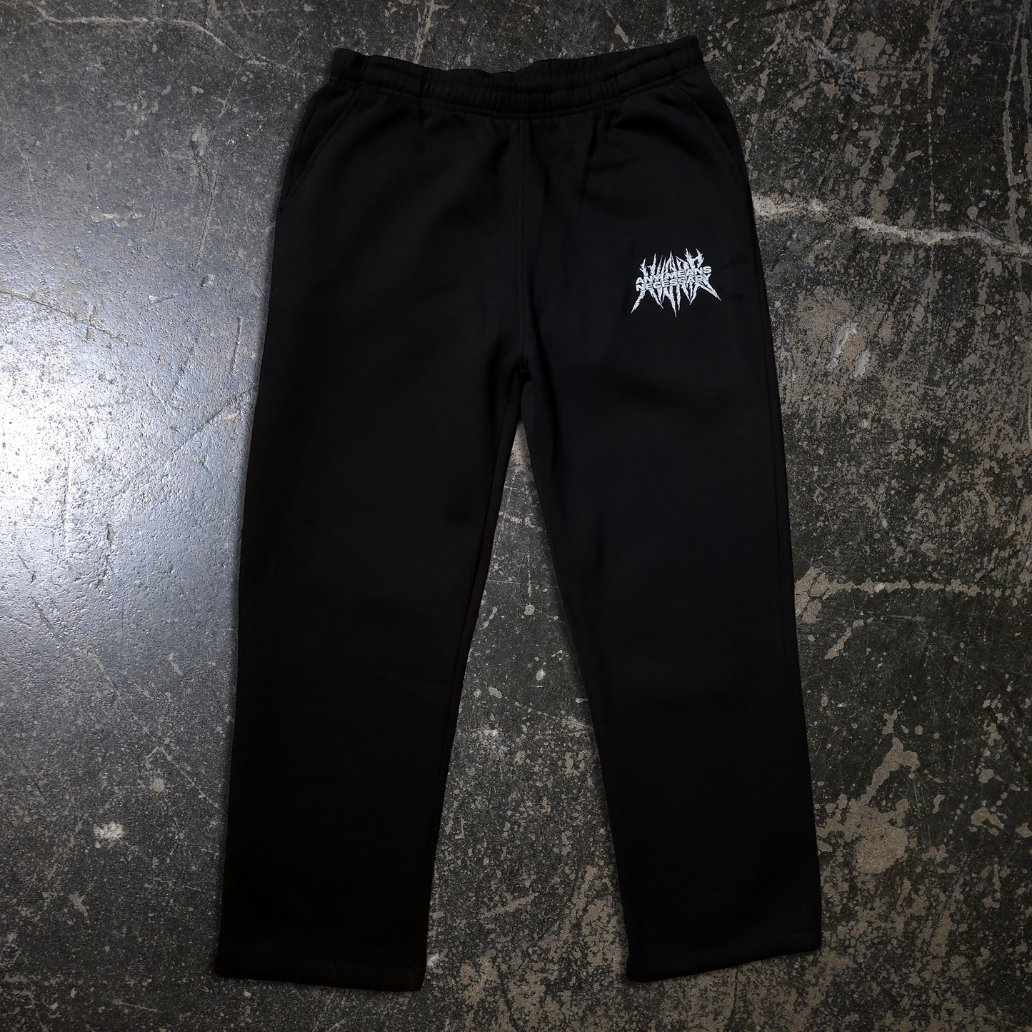 any means necessary shawn coss mantra hyena open leg sweat pants joggers black front