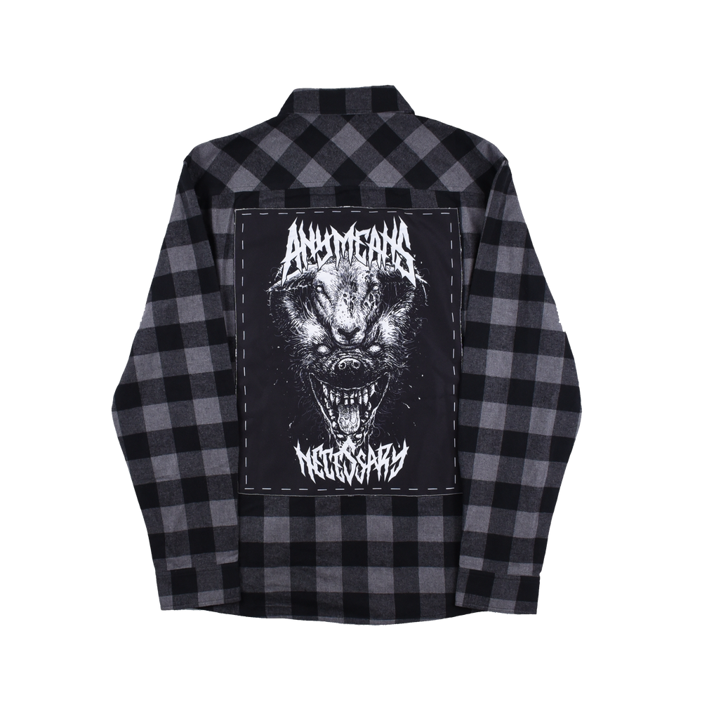 
                      
                        any means necessary shawn coss more of us flannel black and grey back
                      
                    