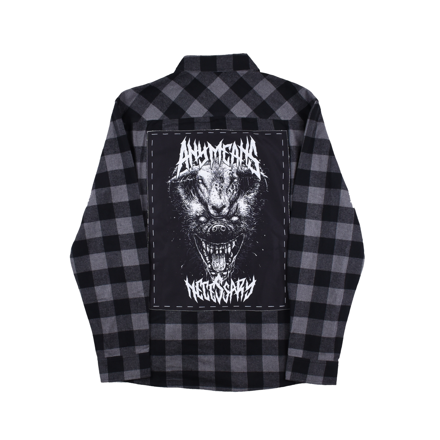 any means necessary shawn coss more of us flannel black and grey back