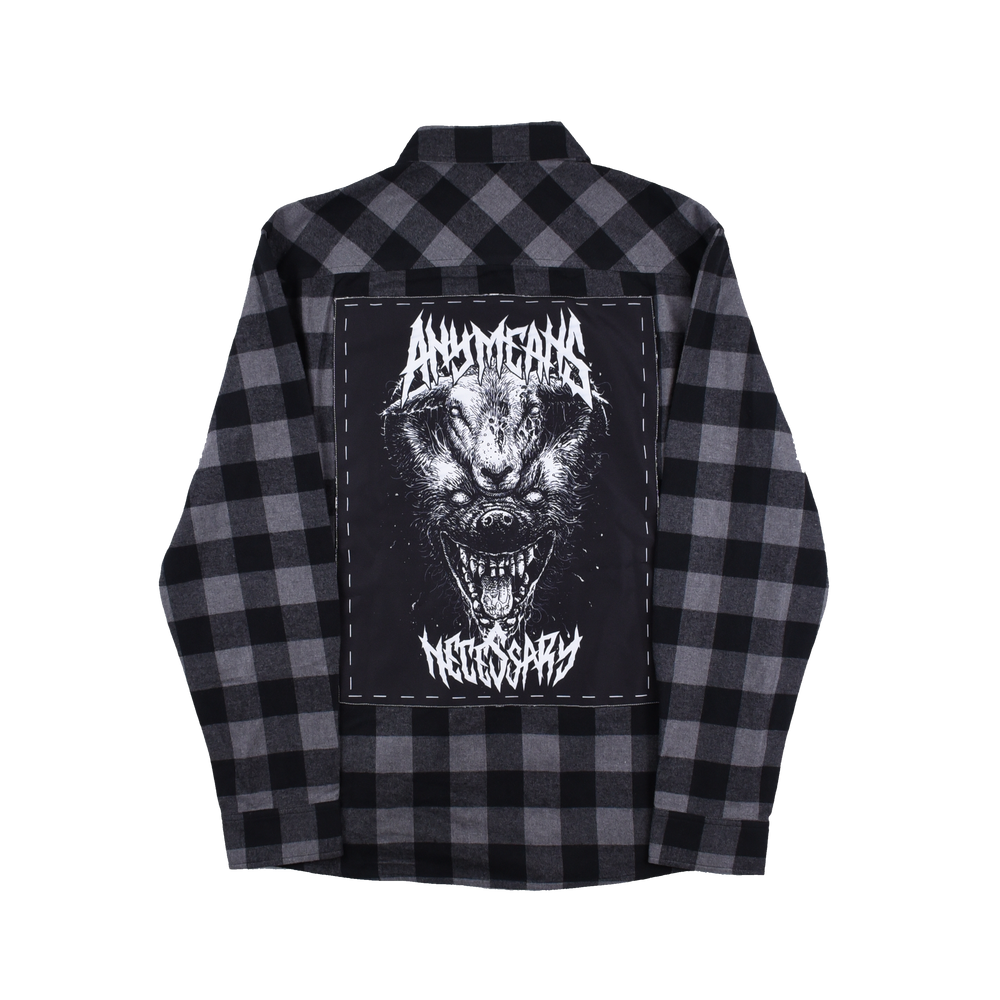 any means necessary shawn coss more of us flannel black and grey back