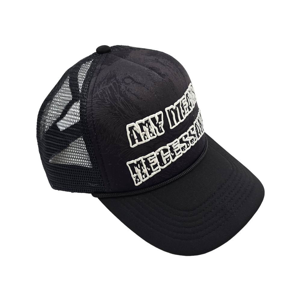 
                  
                    any means necessary shawn coss savage mesh foam trucker hat black
                  
                