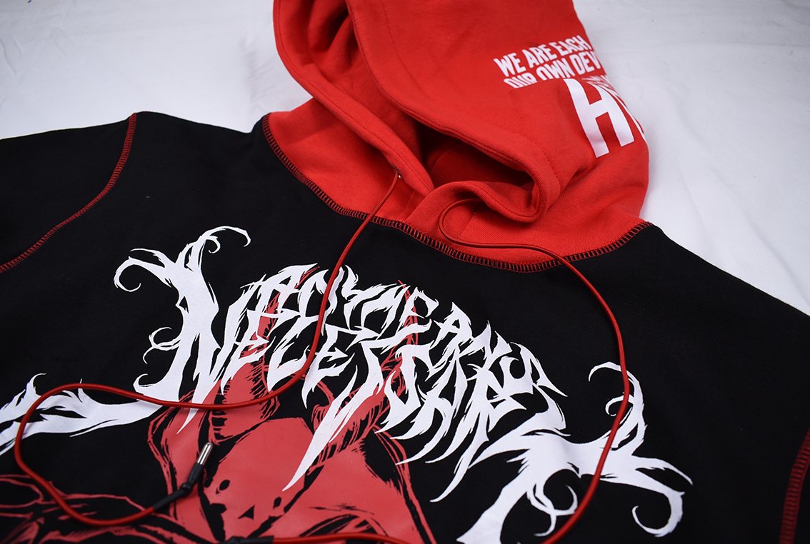 any means necessary shawn coss mosh pit pullover hoodie black up close front