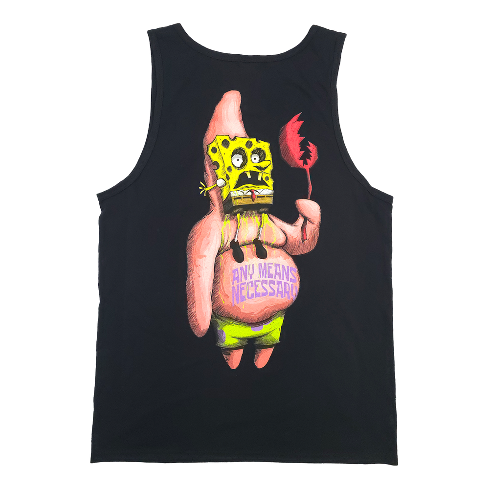 any means necessary shawn coss patrick spongebob squarepants tank top black back
