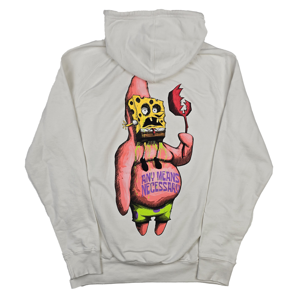 
                      
                        any means necessary shawn coss patrick spongebob squarepants pullover hoodie vintage white back
                      
                    