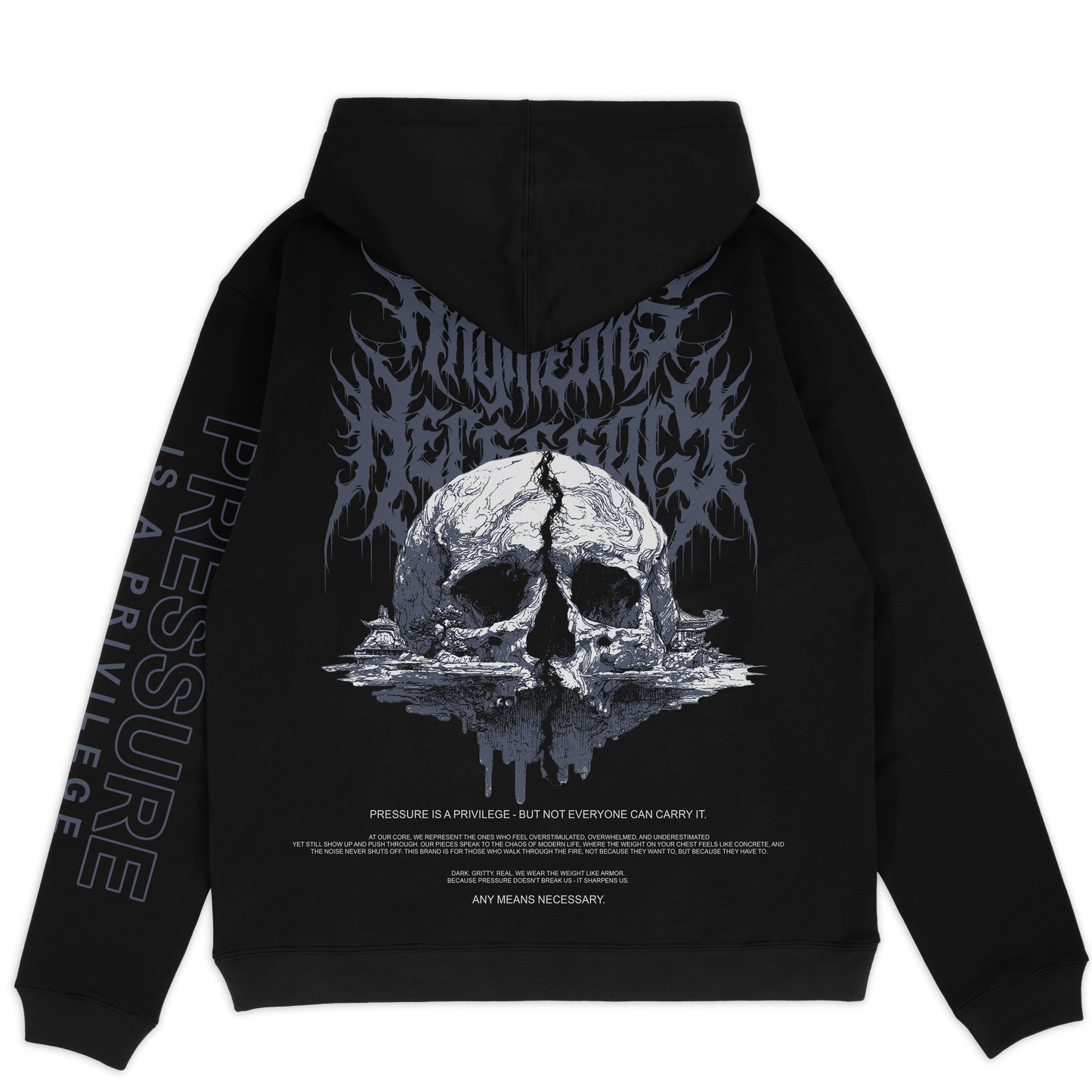 any means necessary shawn coss pressure is a privilege pullover hoodie black back