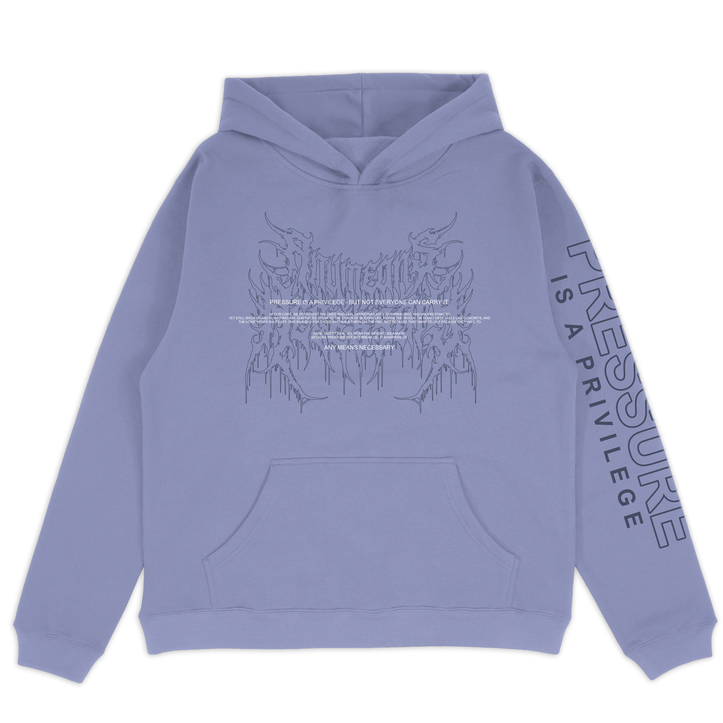 any means necessary shawn coss pressure is a privilege pullover hoodie grape front