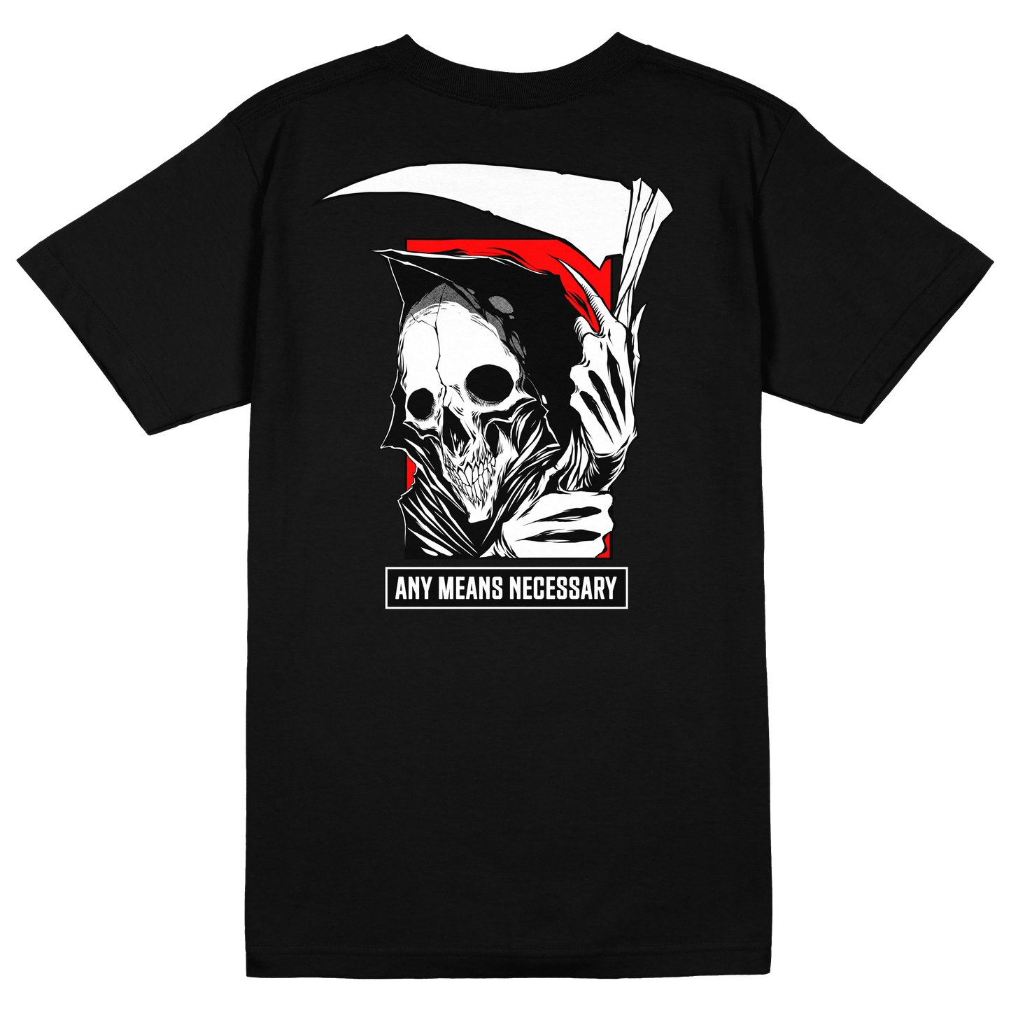 any means necessary shawn coss reaper t shirt black back