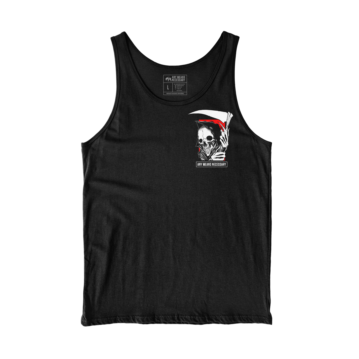 any means necessary shawn coss reaper tank top black front