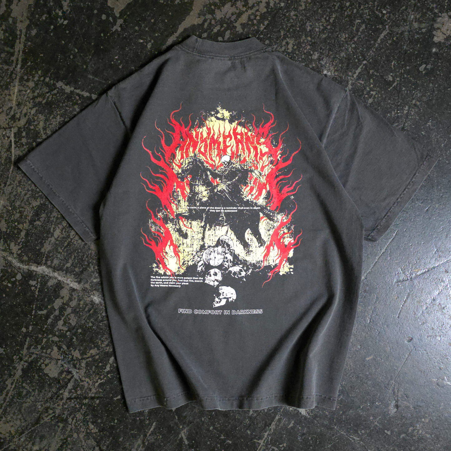 any means necessary shawn coss reclaimer t shirt shadow back