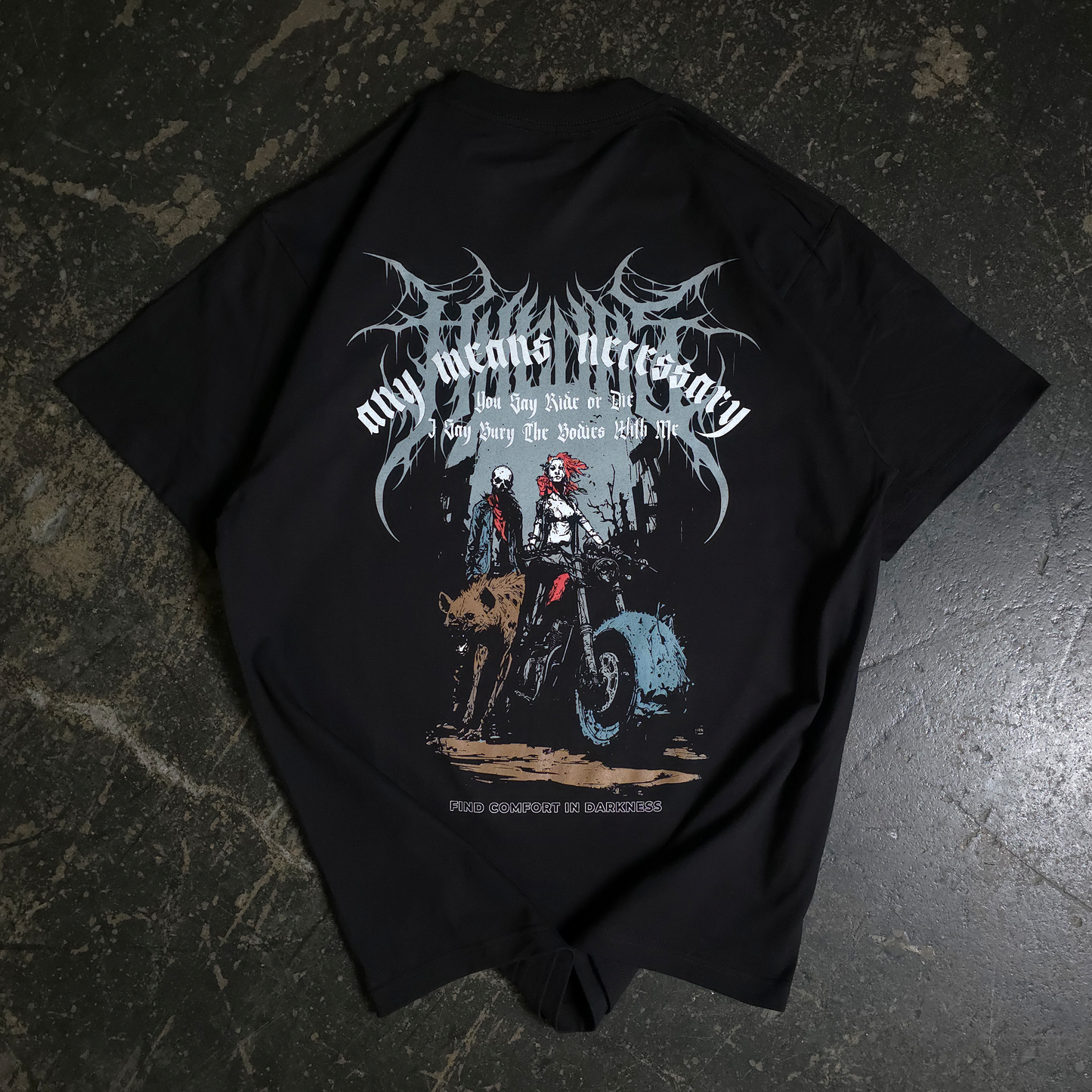 any means necessary shawn coss ride or die t shirt black back