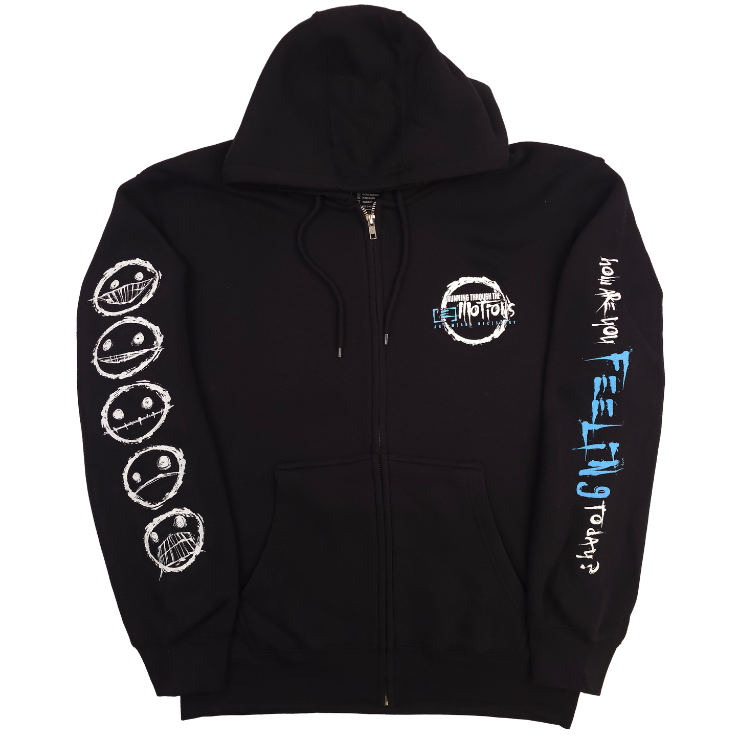 any means necessary shawn coss running emotions tooth zip up hoodie black front