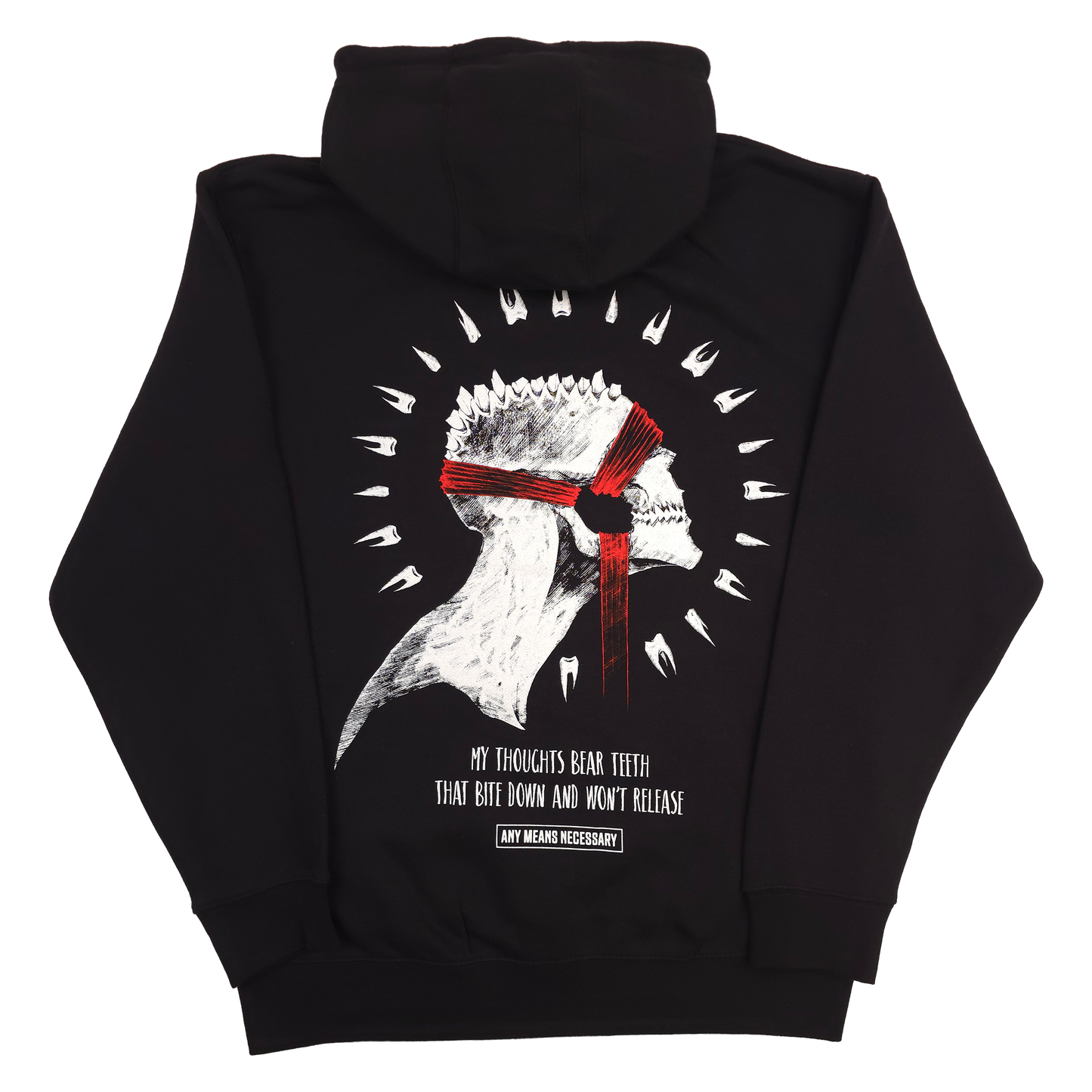 any means necessary shawn coss saw tooth pullover hoodie black back