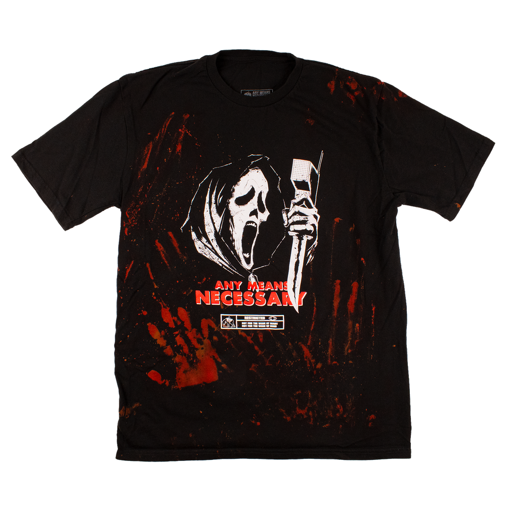 any means necessary shawn coss scream t shirt tie dye blood bath