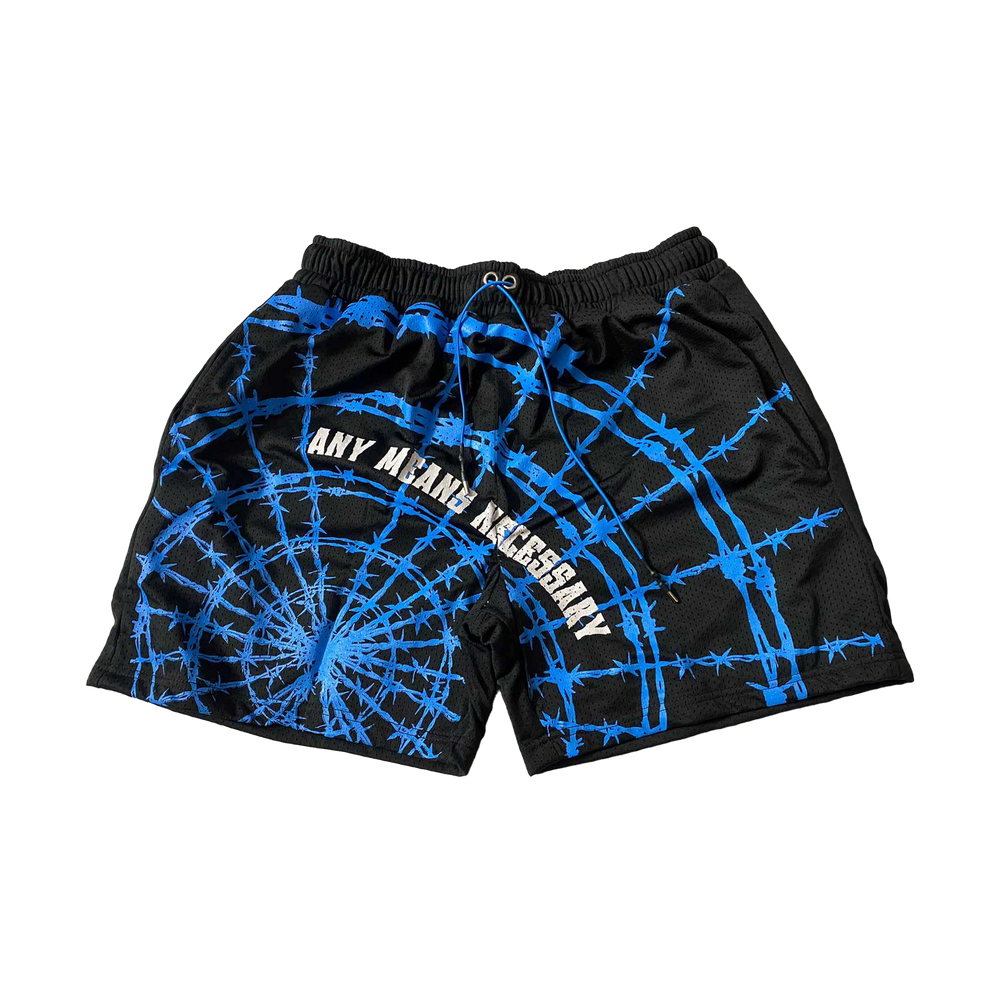 any means necessary shawn coss arachnid mesh shorts black blue