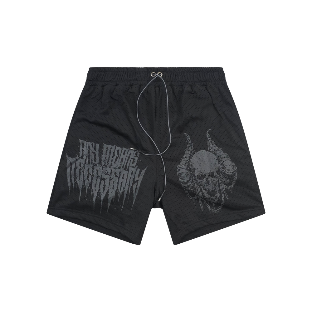 any means necessary shawn coss chains mesh shorts black