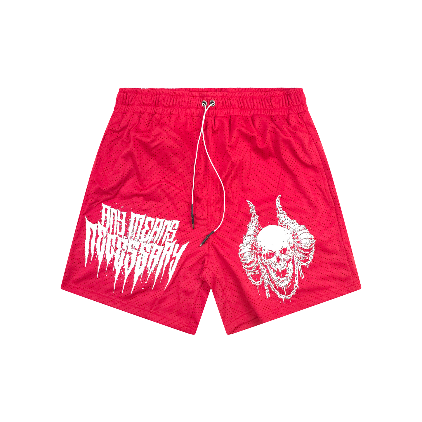 any means necessary shawn coss chains mesh shorts red