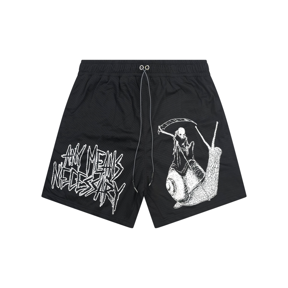 any means necessary shawn coss slow death mesh shorts black